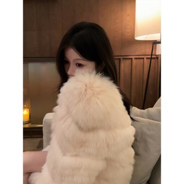 索漫姿 蘇妲己 2025年輕新款車條狐貍毛皮草外套女毛毛大衣真毛