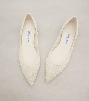 Jimmy Choo Love embellished mesh ballet flats