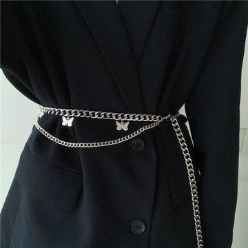 蝴蝶鏈條腰鏈女韓版時尚裝飾配連衣裙西裝配飾百搭收腰個性腰帶潮