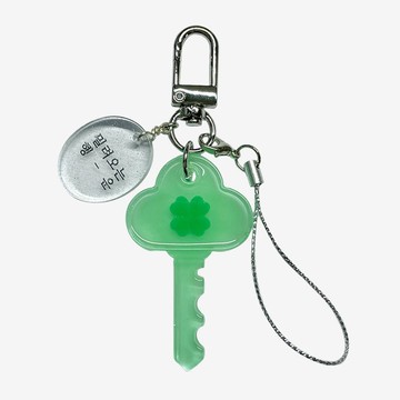 四葉草鑰匙造型韓文字樣 樹脂 粗獷鑰匙圈 復古吊飾 禮物