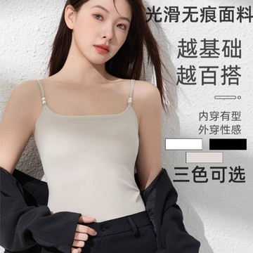質量版 免穿內衣 帶胸墊 吊帶背心 可外穿 美背內衣 裸感 透氣 白色打底 吊帶上衣 薄款 無痕內搭打底 一體式文胸
