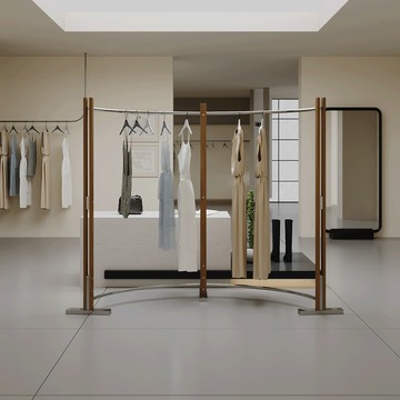 免運 可開票 超低價 工廠直銷 網紅不銹鋼木質服裝架服裝店中島架弧形衣服陳列架女裝男裝服裝架