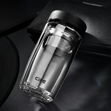 加厚雙層玻璃杯男士便攜水杯女隔熱帶蓋大容量杯子家用泡茶杯