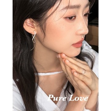 Pure Love樂芙 /正韓 銀飾【S925純銀】E0983簡約純銀耳針波光粼粼波浪曲線耳環 / 銀