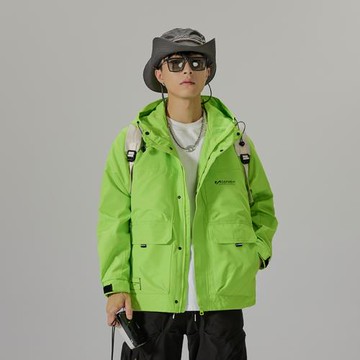 男士痞帥夾克外套2025秋冬寬松情侶款潮流休閑運動工裝連帽沖鋒衣