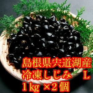 宍道湖産 冷凍しじみ チャック付パック 味噌汁 Ｌサイズ(殻幅10mm〜12mm)1kｇ入り 2個