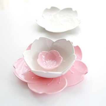 浪漫櫻花陶瓷盤子日式餐具個性簡約早餐盤水果盤甜品盤家用餐具