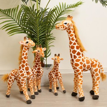 新款仿真長頸鹿毛絨玩具亞馬遜兒童陪睡玩偶長頸鹿公仔柔軟短毛絨