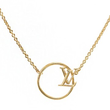 Louis Vuitton LV M00762 LV Eclipse 經典LV LOGO圓環吊墜鎖骨項鍊.金 現貨