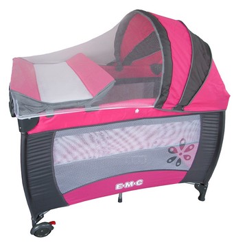 EMC 雙層嬰兒床(遊戲床)-桃紅色