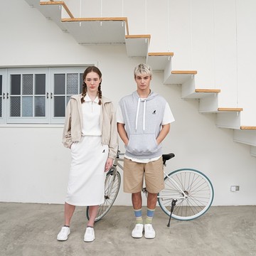 KANGOL 男女 華夫格短袖上衣 白-6322130100