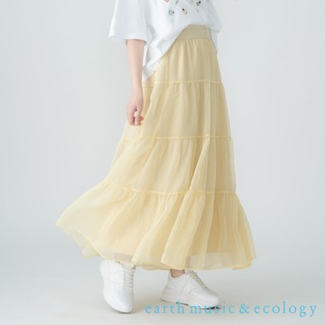 earth music&ecology 飄渺紗雙層蛋糕裙(LA42L0L0100)