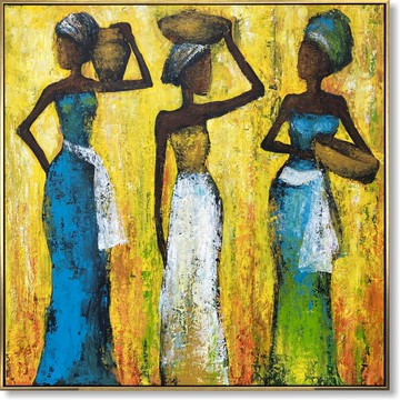 具象繪畫 女人 色彩斑斕的繪畫 紋理牆藝術 明亮的牆藝術