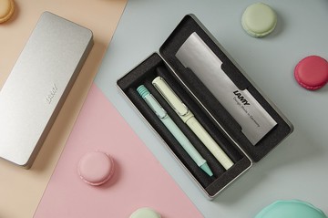 LAMY 雙入鐵禮盒  (鋼珠筆+原子筆) / safari狩獵者系列- (綠+藍)