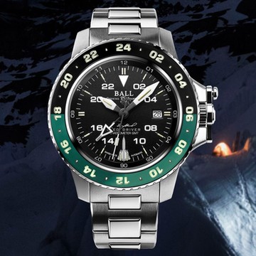 BALL 波爾 B2_Engineer Hydrocarbon GMT微型氣燈機械錶-黑綠42mm(DG2018C-S19C-BK)