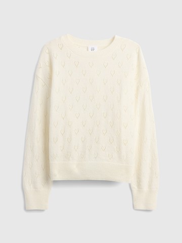 女幼童裝 刺繡圓領長袖針織衫 CashSoft系列-白色