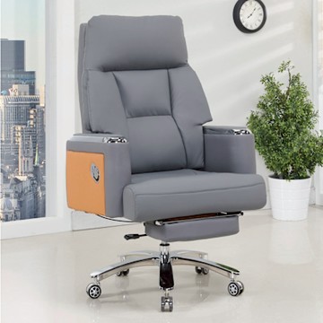 文創集 奧坎高背皮革多功能主管椅/辦公椅(可後仰＆高度調整+伸縮腳靠枕)-73x75x120-126cm免組