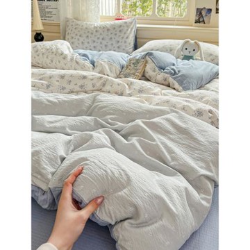 A類母嬰級全棉有氧雙層紗單件被套ins風小清新學生宿舍單雙人被罩