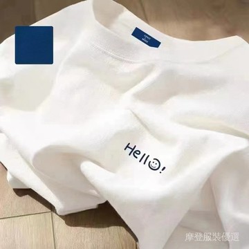 ⚡新春特惠⚡ 夏季新款 男女士 純棉短袖 小胸標個性 情侶T恤衫 寬鬆休閒百搭上衣潮 SFGP