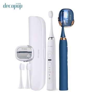 【decopop】極淨煥白音波電動牙刷+刷頭消毒盒 (靚白Pro) (DP-602) 買就送2年份刷頭