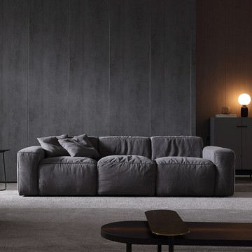 免運 意式極簡直排布藝沙發現代簡約客廳乳膠侘寂風寬大豆腐塊沙發三人