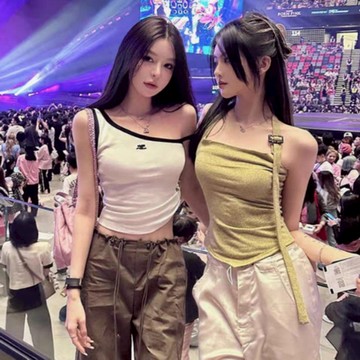 背心 ✨韓系防走光斜領露肩涼感無袖背心遮肚顯瘦短版上衣外穿美背背心辣妹小背心 10912