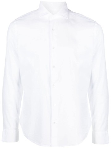 Fedeli - long-sleeve stretch-cotton shirt - men - Cotton/Elastane - 45 - White