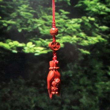 高含量帝王朱砂貔貅伸手來財手機鏈吊墜U盤掛繩復古風男女鑰匙扣