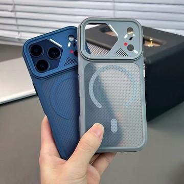 冰感微孔散熱 微透磨砂 磁吸殼  iPhone 17 16 15 14 13 12 11 Pro max 防摔殼