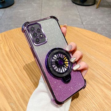 三星A32手機殼新款時尚閃粉4G適用GalaxyA32高端解壓旋轉陀螺磁吸支架5G全包創意Samsung超薄氣囊防摔保護套