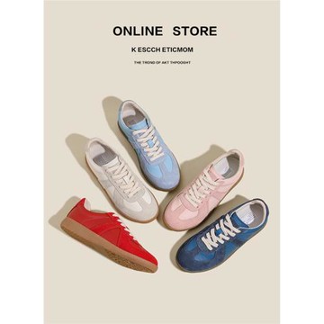 真皮小眾復古內增高經典紅色德訓鞋女2024秋冬新款百搭休閑運動板