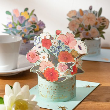 高端3D花束立體賀卡折疊情侶diy手工自制高檔ins風個性創意感謝信生日空白小卡片紙代寫定制畢業祝福禮物