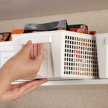 日製層架櫥櫃分類用收納籃(寬型)-3入-多色可選 藍