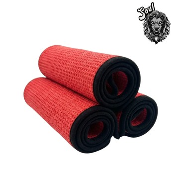 【Soul】華夫格玻璃布 40x40cm 專業洗車巾3入組 吸水無痕 (紅色)