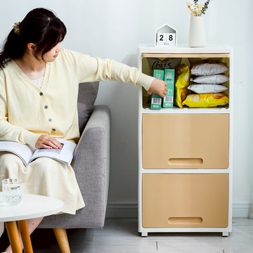 45CM翻蓋收納柜塑料兒童衣柜玩具儲物柜子寶寶衣櫥嬰兒多層整理柜