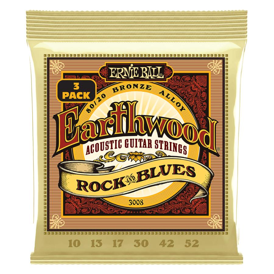 ERNIE BALL アコースティックギター弦 EARTHWOOD BRONZE ROCK AND BLUES 3Set Pack