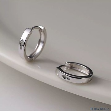 【Porabella】9925純銀耳環 鏤空十字架耳環 簡約耳環 個性耳環 百搭耳圈 時尚耳環 耳扣 Earrings-廠商直送