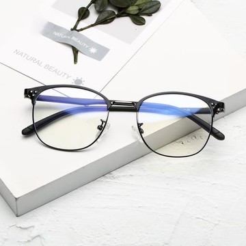 新款防藍光眼鏡女近視眼鏡框男商務款眼鏡架三米釘眉毛款可配近視