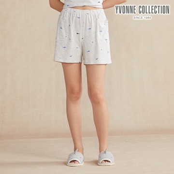 YVONNE 以旺傢飾 鯊魚印花短褲-銀白灰（M/L）