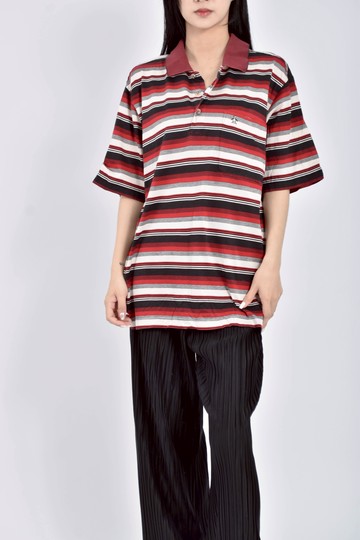 (M) grand slam條紋紅色短袖上衣