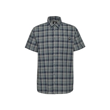 MAMMUT Trovat Summer Shirt AF Men 棉麻混紡短袖格紋襯衫男款 海洋藍/地層灰藍#1015-01590