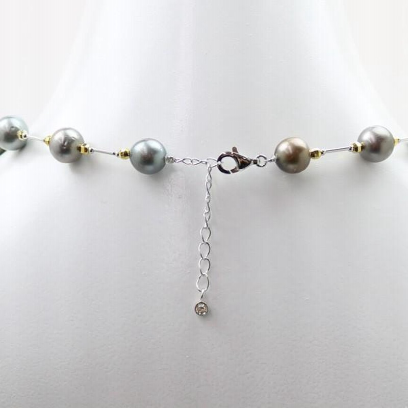 SALE> K18WG 黒蝶マルチカラーパール ステーションネックレス