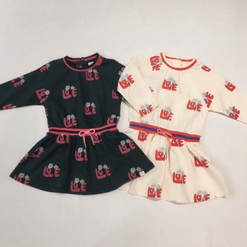 80-120韓國童裝潮童女童薄毛圈長袖連衣裙