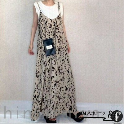 キャミワンピース ワンピース 重ね着風 レティース マキシ ロングワンピース ロング丈 コーディネーション 夏服 ファッション 代引不可