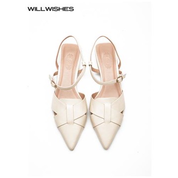 【折扣季，賣完不補】王玎設計尖頭單鞋春夏低跟涼鞋女仙女平底鞋