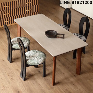 餐桌椅組合 餐桌 餐椅 免運 熱銷 附發票 大理石餐桌 岩板餐桌 實木餐桌 中古風洞石巖板餐桌椅新款客廳家用實木桌法式復古長方形飯桌 支持訂製