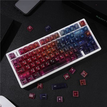 韓文鍵帽透光PC原廠全套鍵帽用于機械鍵盤Rainy75磁軸