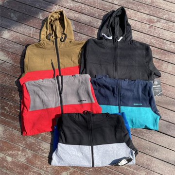 原D男新款美式專業滑雪街頭潮牌水洗棉厚實拉鏈開身帽衫拼色