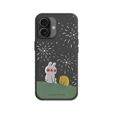iPhone 17 SolidX 黑 - 懶散兔與啾先生 Lazy Rabbit and Mr.Chu - 煙火