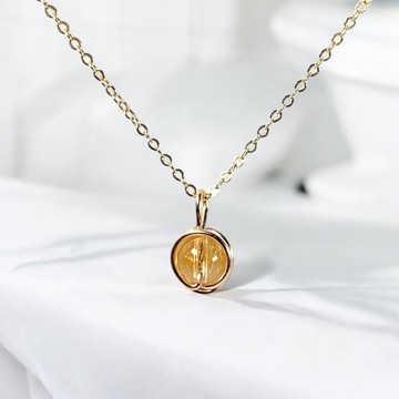 Soli【11月誕生石】黃水晶吊墜頸鏈 / 14KGF / 925純銀 / 天然石